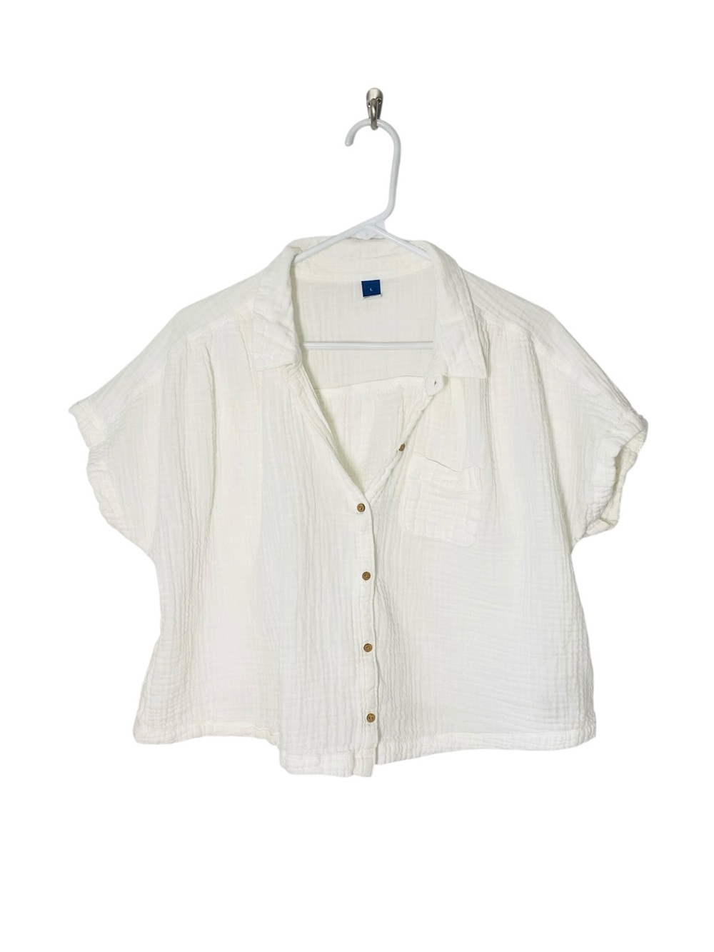 OLD NAVY Cropped Boxy Gauze Shirt - Picture 2 of 7